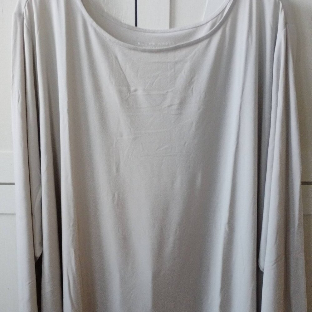 Susan Graver Stone Gray Liquid Knit Tunic Top Bateau Neck 5X NWOT